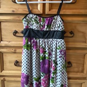 Polka dot floral mini dress